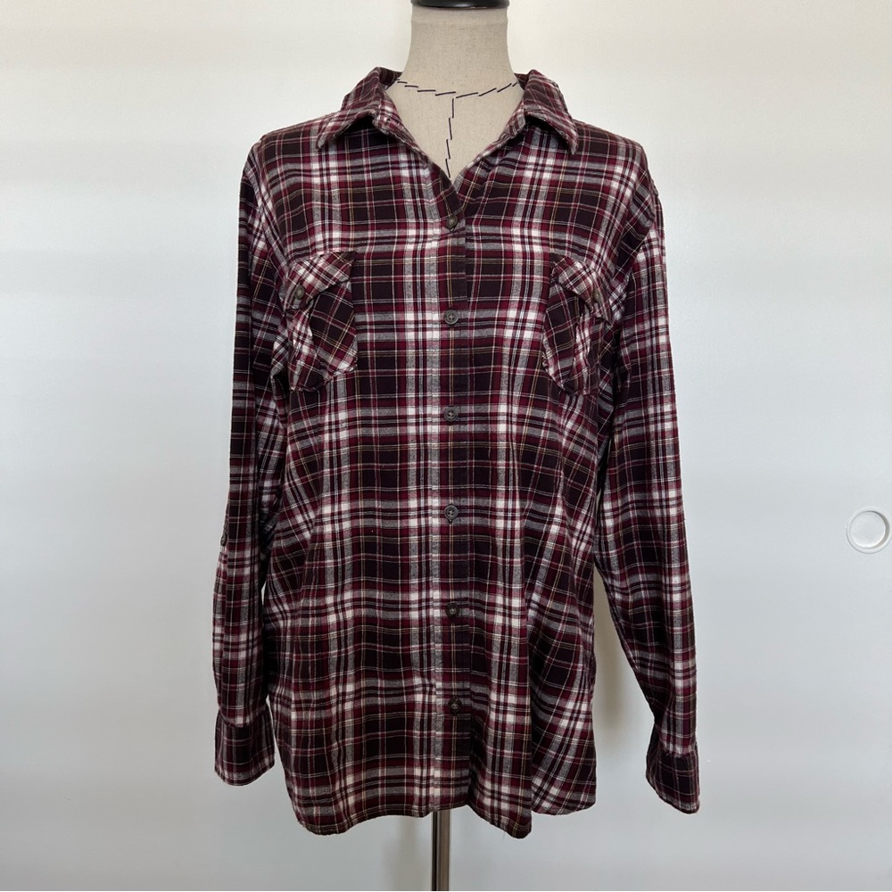 Eddie Bauer red and white striped flannel